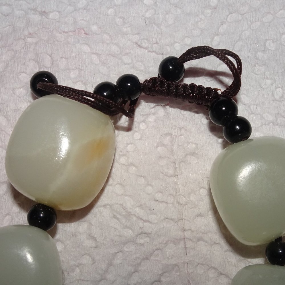 Large Agate Stone Heavy Pull String Bracelet - image 2